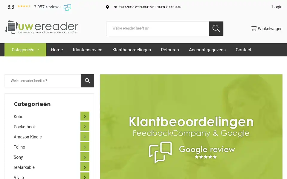 Screenshot of uwereader.nl