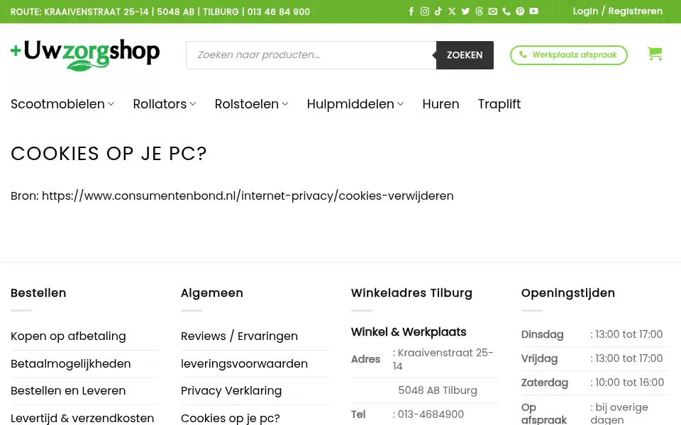 Screenshot of uwzorgshop.nl