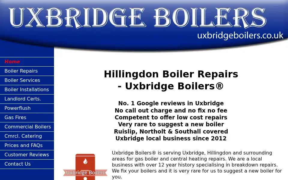 Screenshot of uxbridgeboilers.co.uk