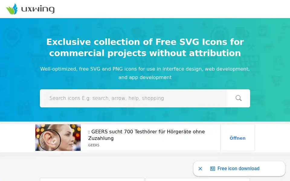 Screenshot of uxwing.com