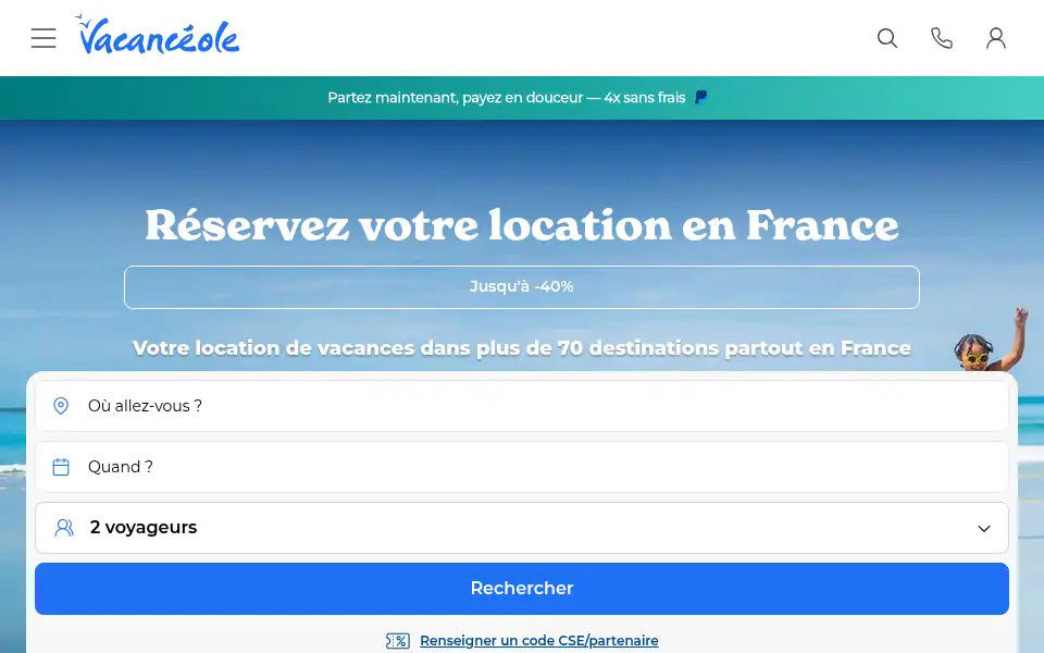 Screenshot of vacanceole.com