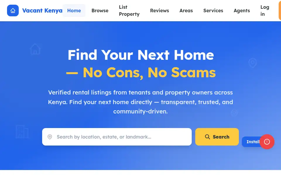 Screenshot of vacant.co.ke