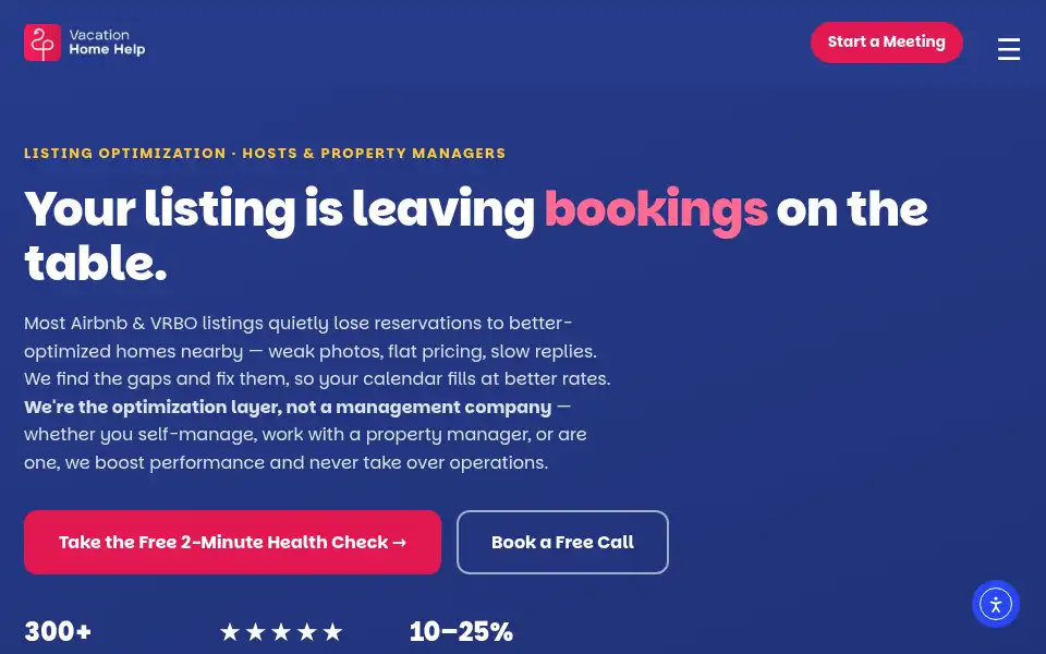 Screenshot of vacationhomehelp.com