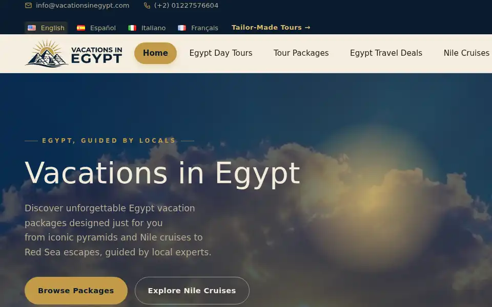 Screenshot of vacationsinegypt.com