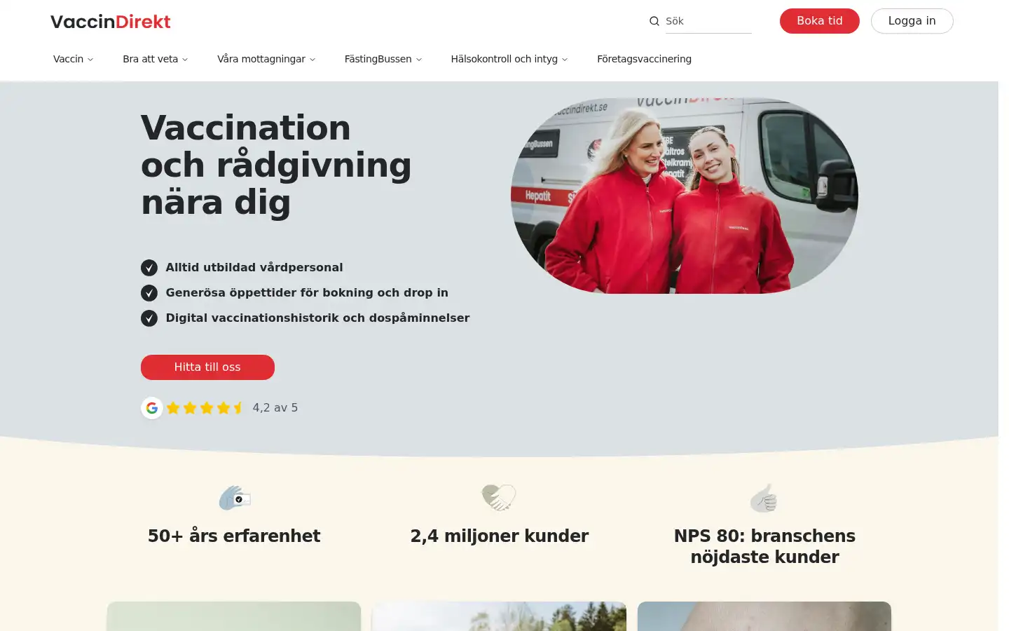 Screenshot of vaccindirekt.se