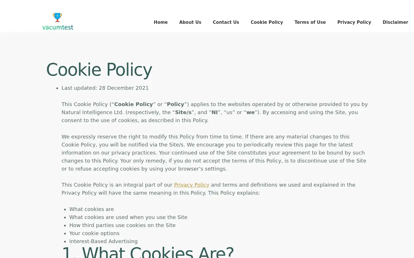 Screenshot of vacumtest.com