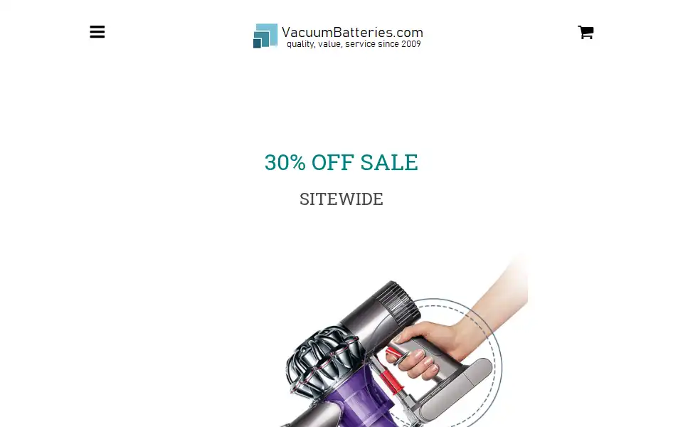 Screenshot of vacuumbatteries.com