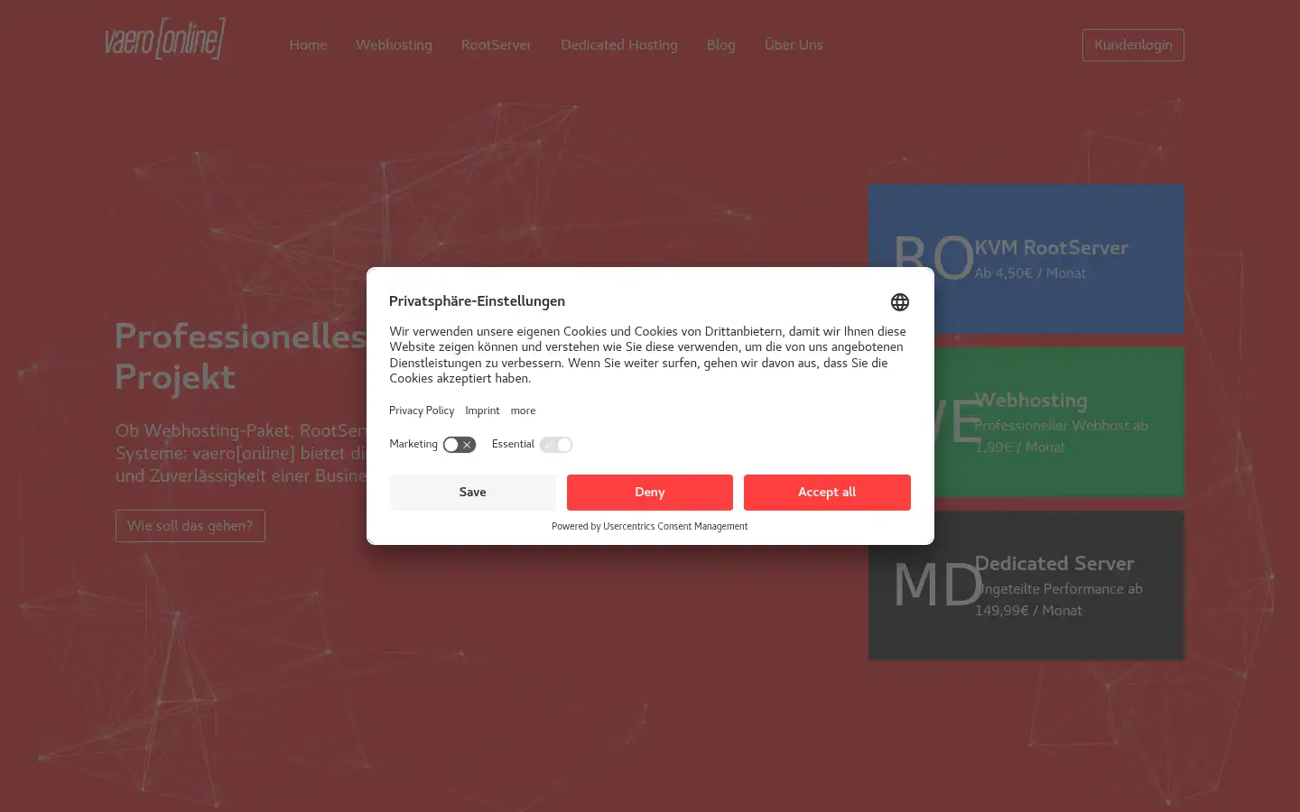 Screenshot of vaero.de