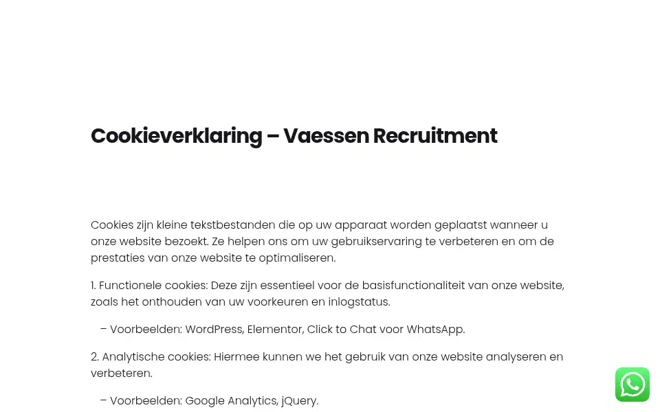 Screenshot of vaessenrecruitment.nl