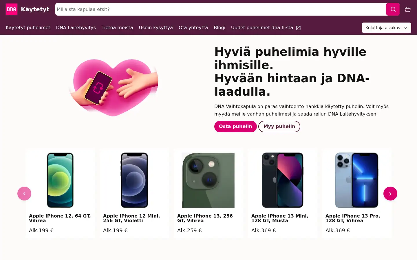 Screenshot of vaihtokapula.fi