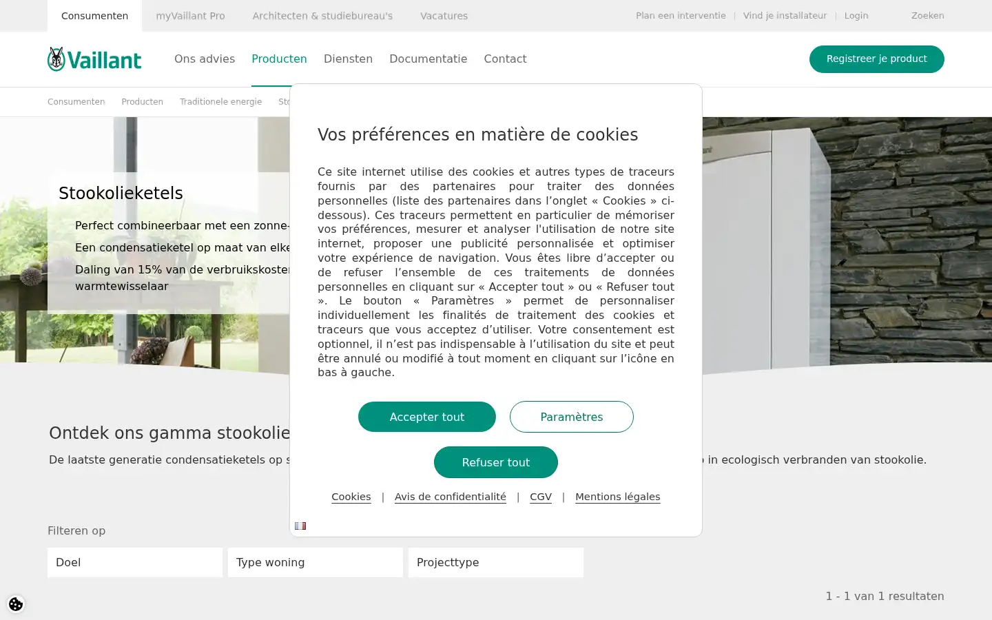Screenshot of vaillant.be