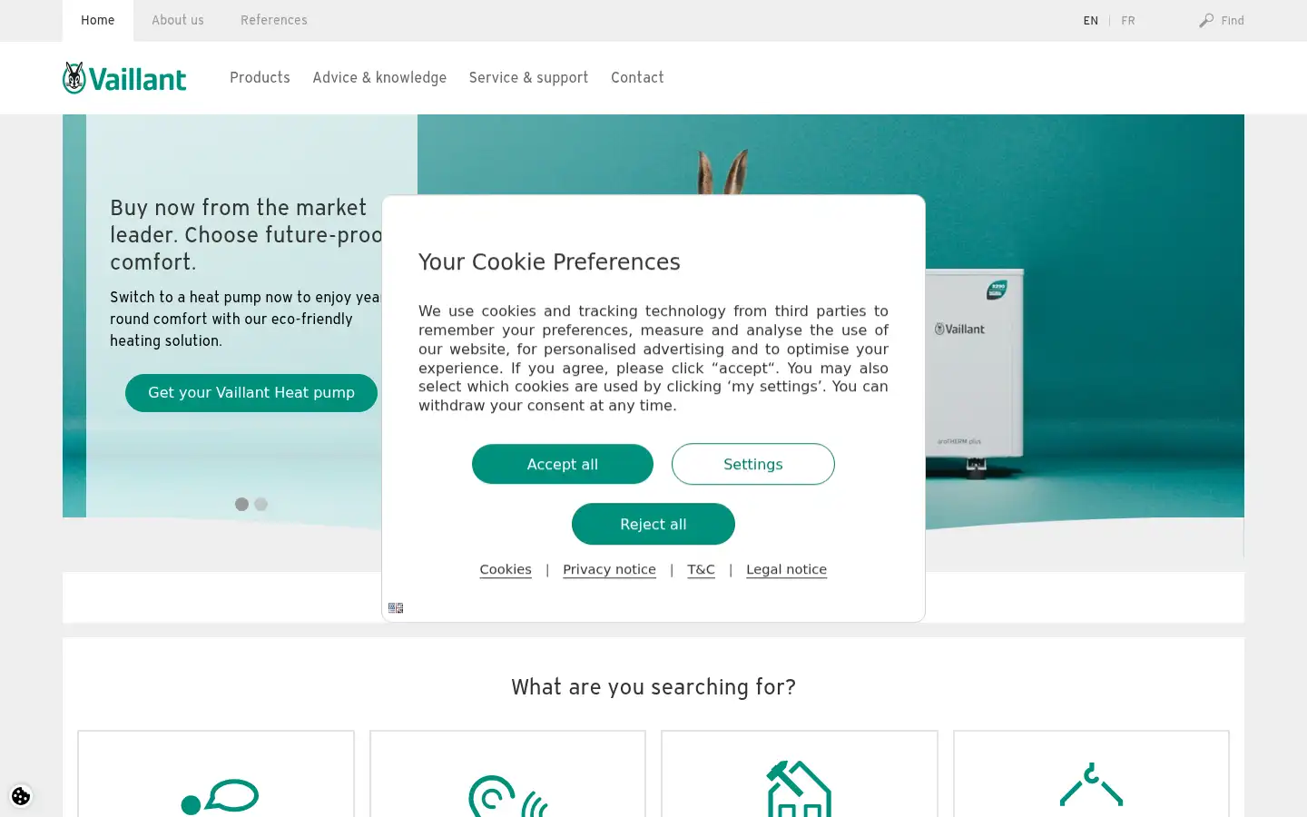 Screenshot of vaillant.com