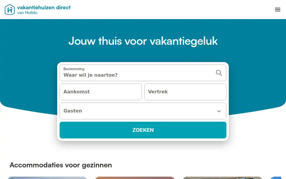 Screenshot of vakantiehuizendirect.nl