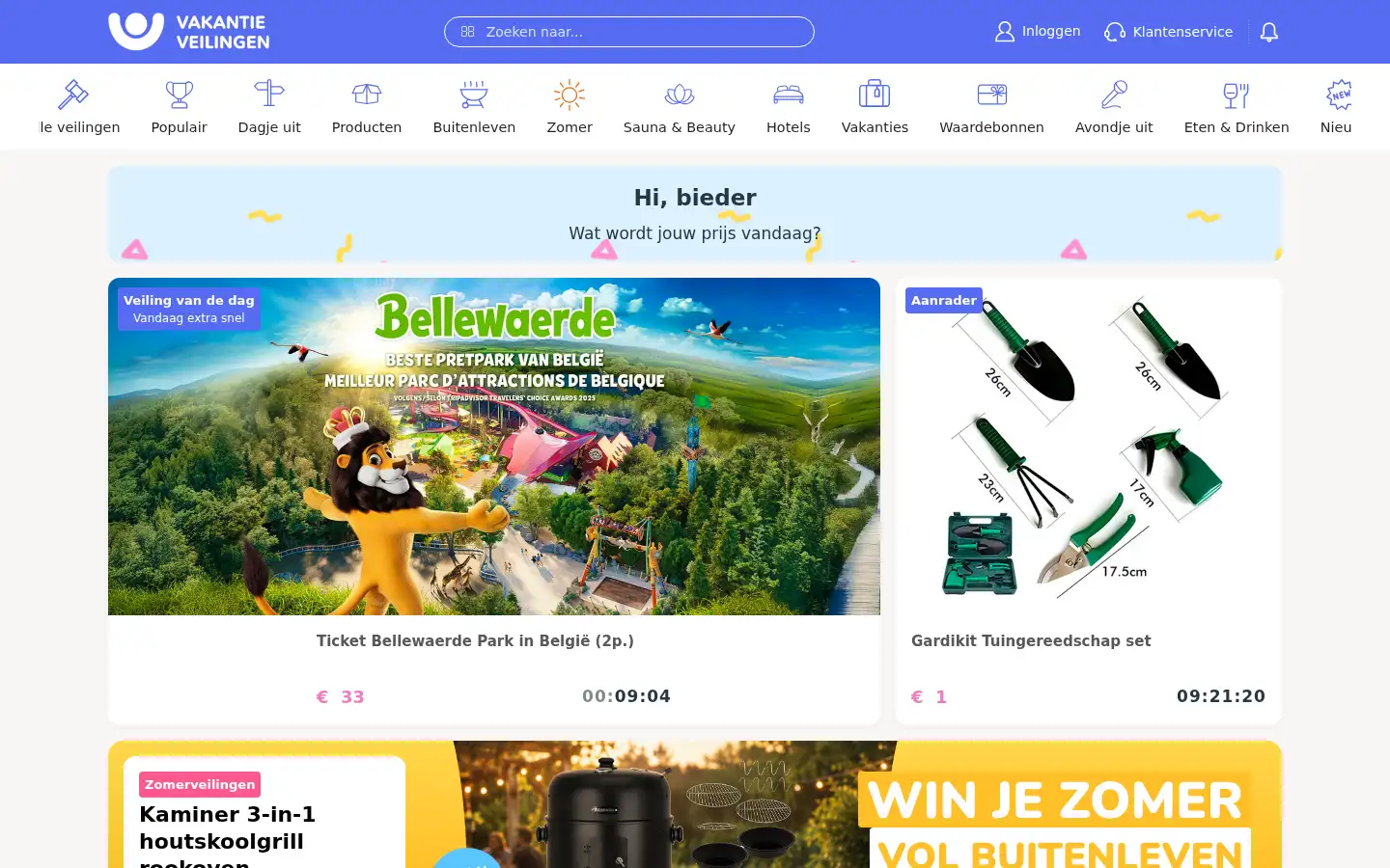 Screenshot of vakantieveilingen.be