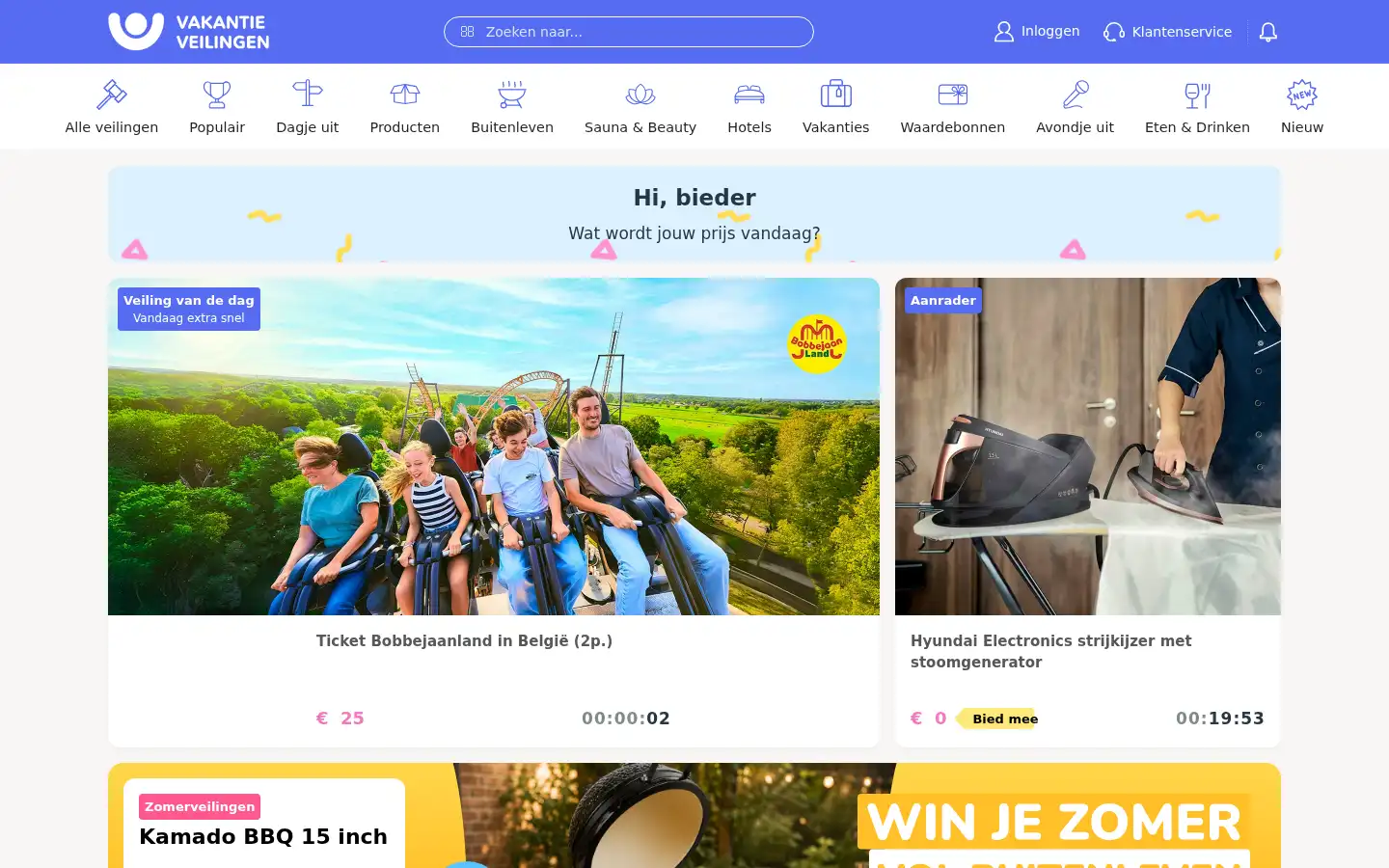 Screenshot of vakantieveilingen.nl