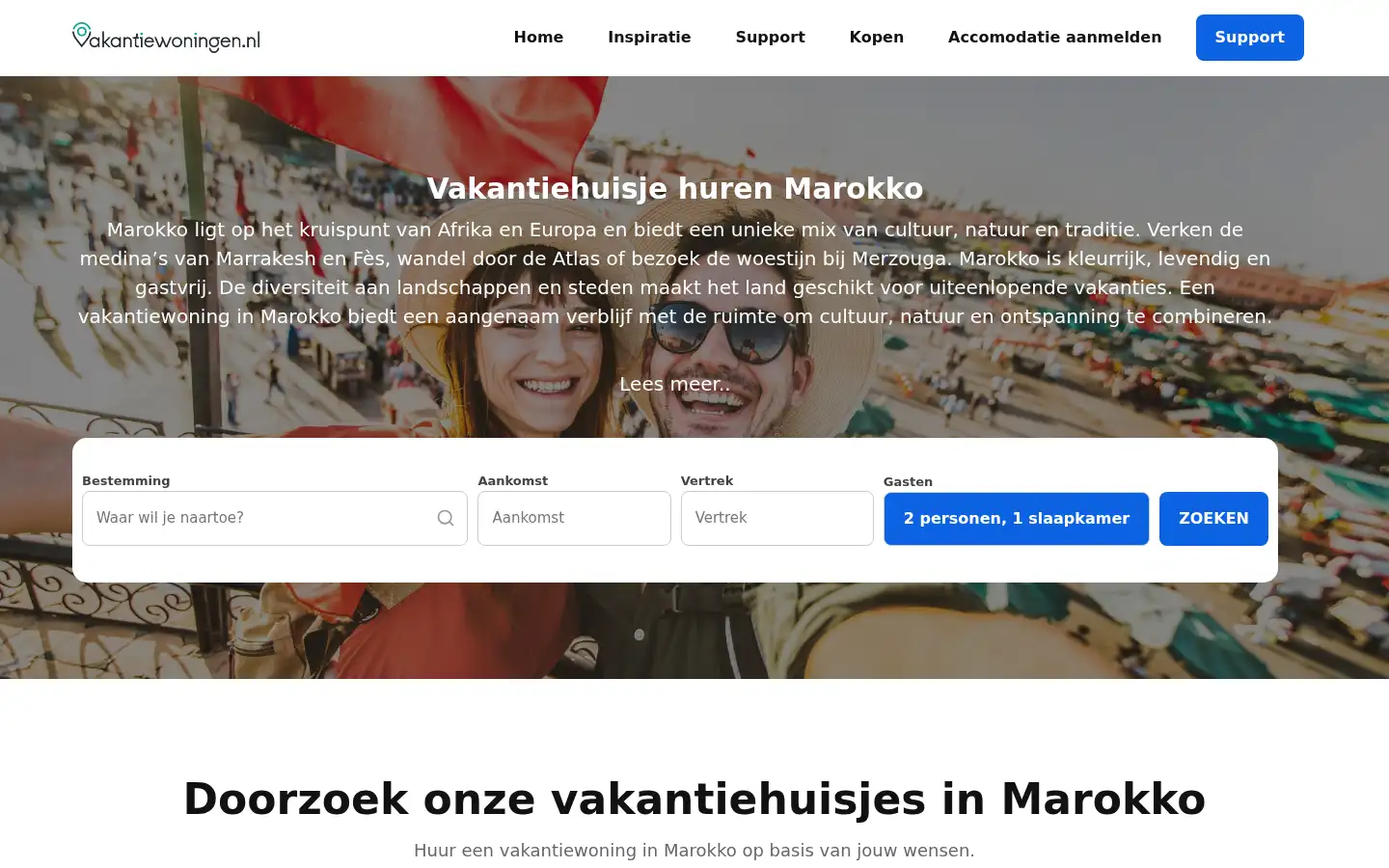 Screenshot of vakantiewoningen.nl
