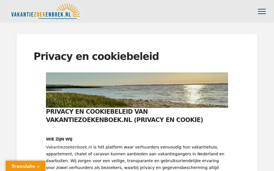 Screenshot of vakantiezoekenboek.nl