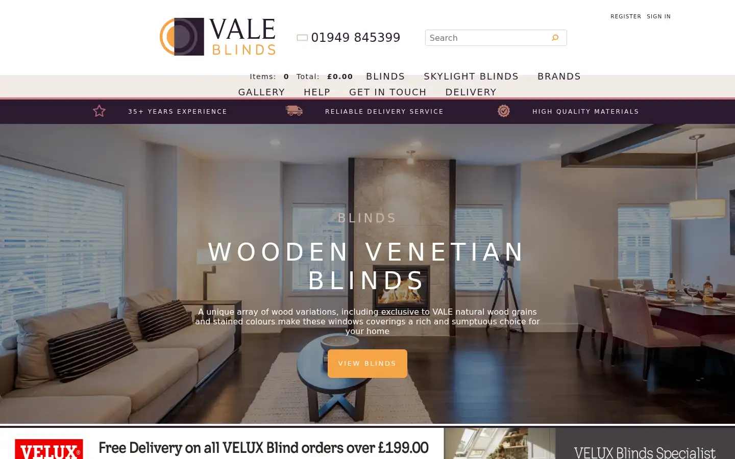 Screenshot of valeblinds.com