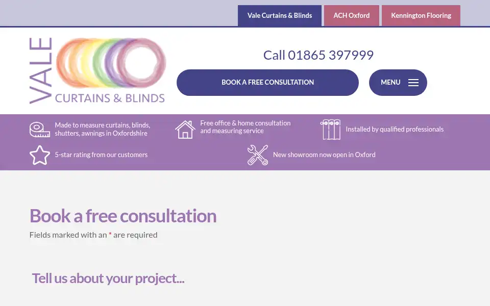 Screenshot of valecurtainsandblinds.co.uk