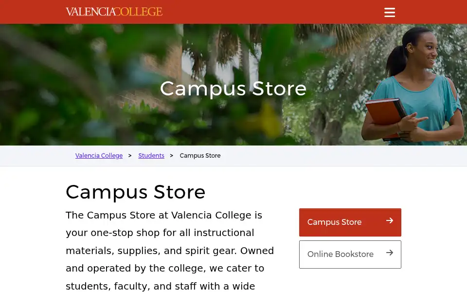 Screenshot of valenciacollege.edu