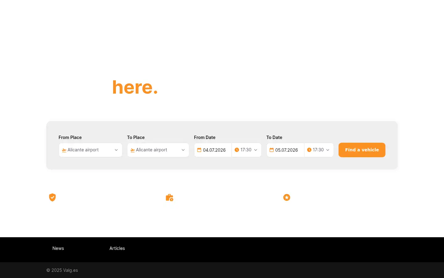 Screenshot of valgecars.com