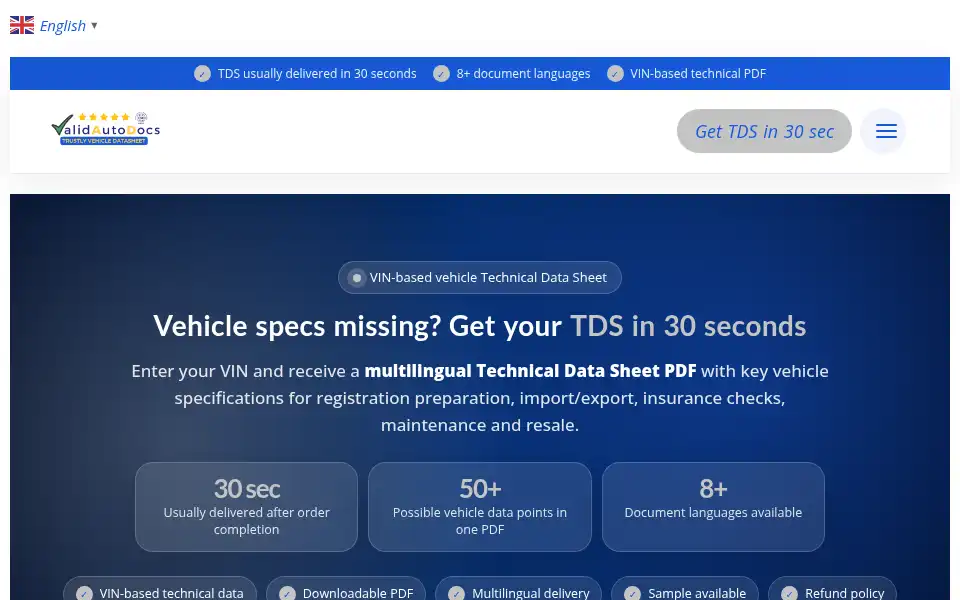 Screenshot of validautodocs.com