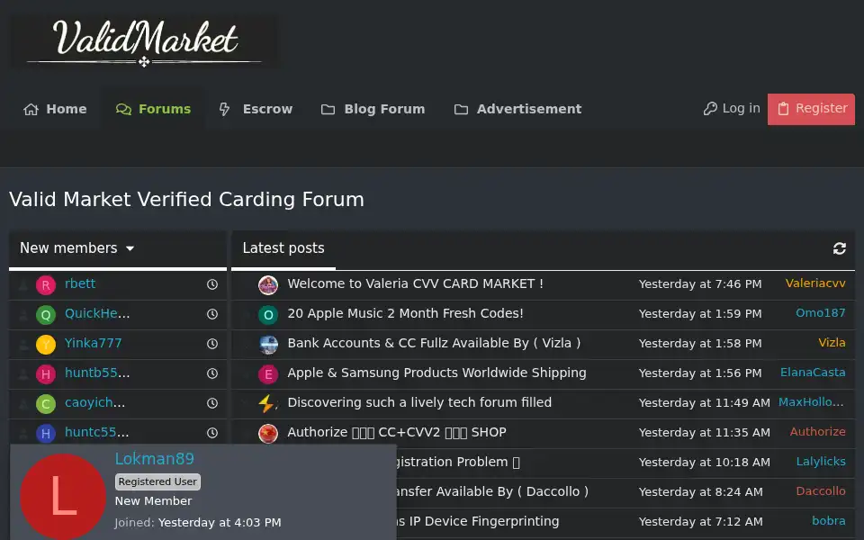 Screenshot of validmarket.io