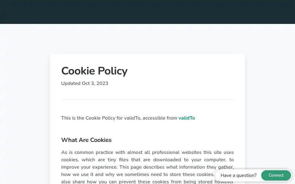 Screenshot of validto.in