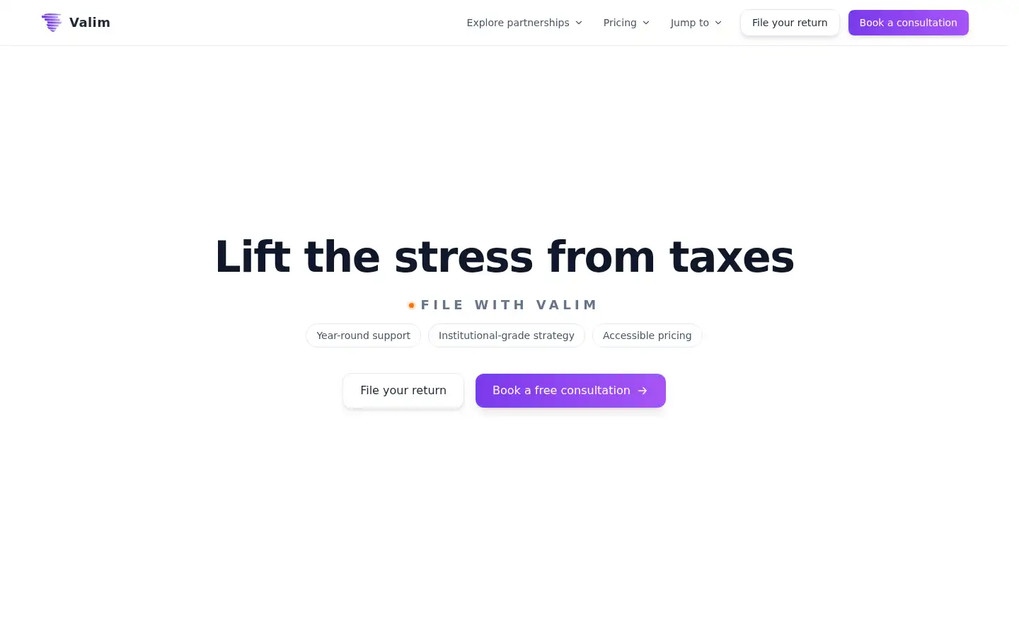 Screenshot of valim.ai