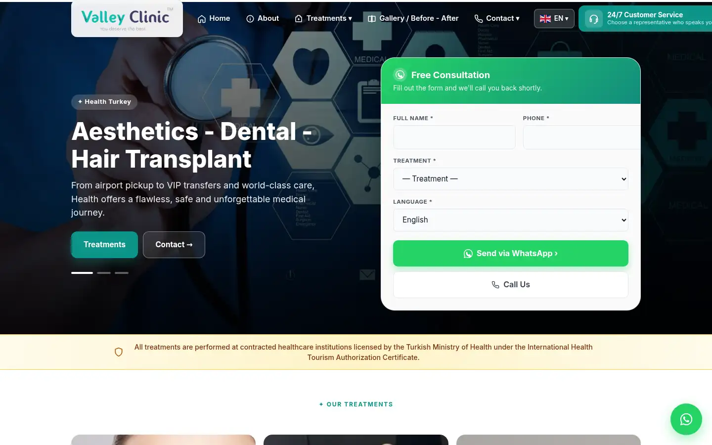 Screenshot of valleyclinicturkiye.com