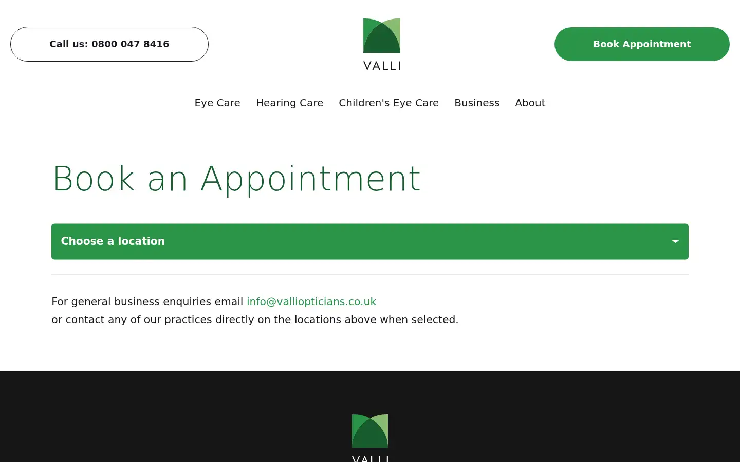 Screenshot of valliopticians.co.uk