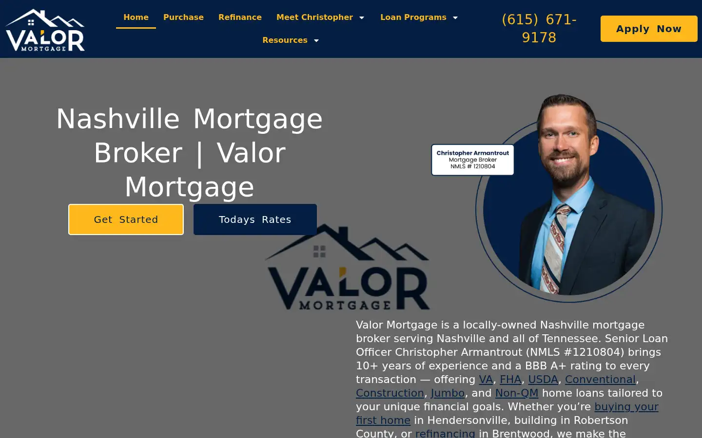 Screenshot of valor.mortgage