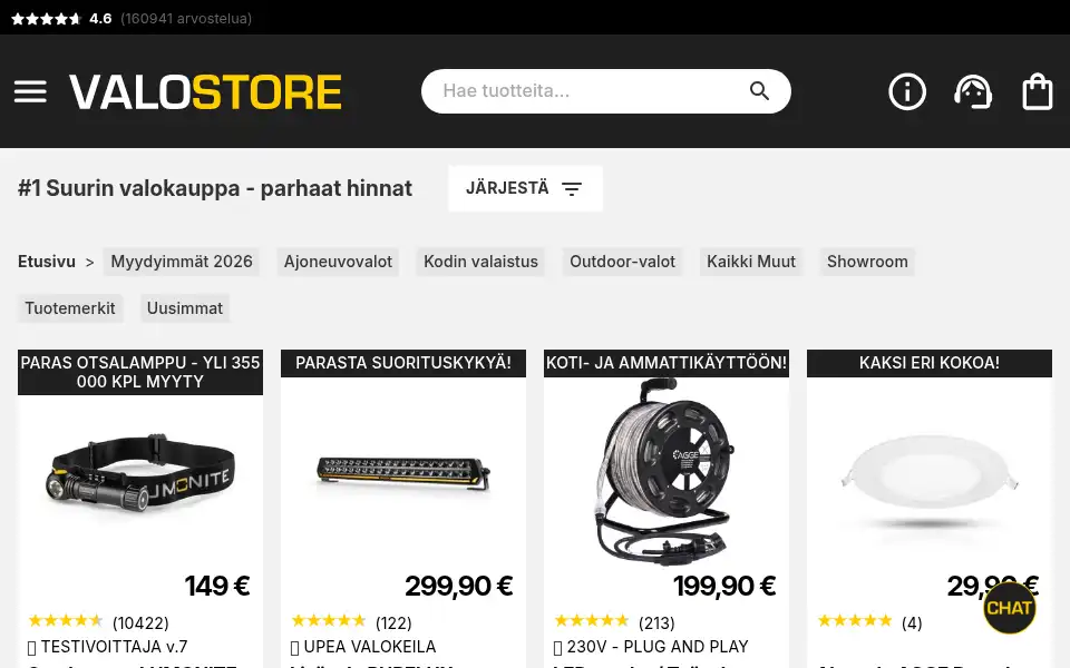 Screenshot of valostore.dk