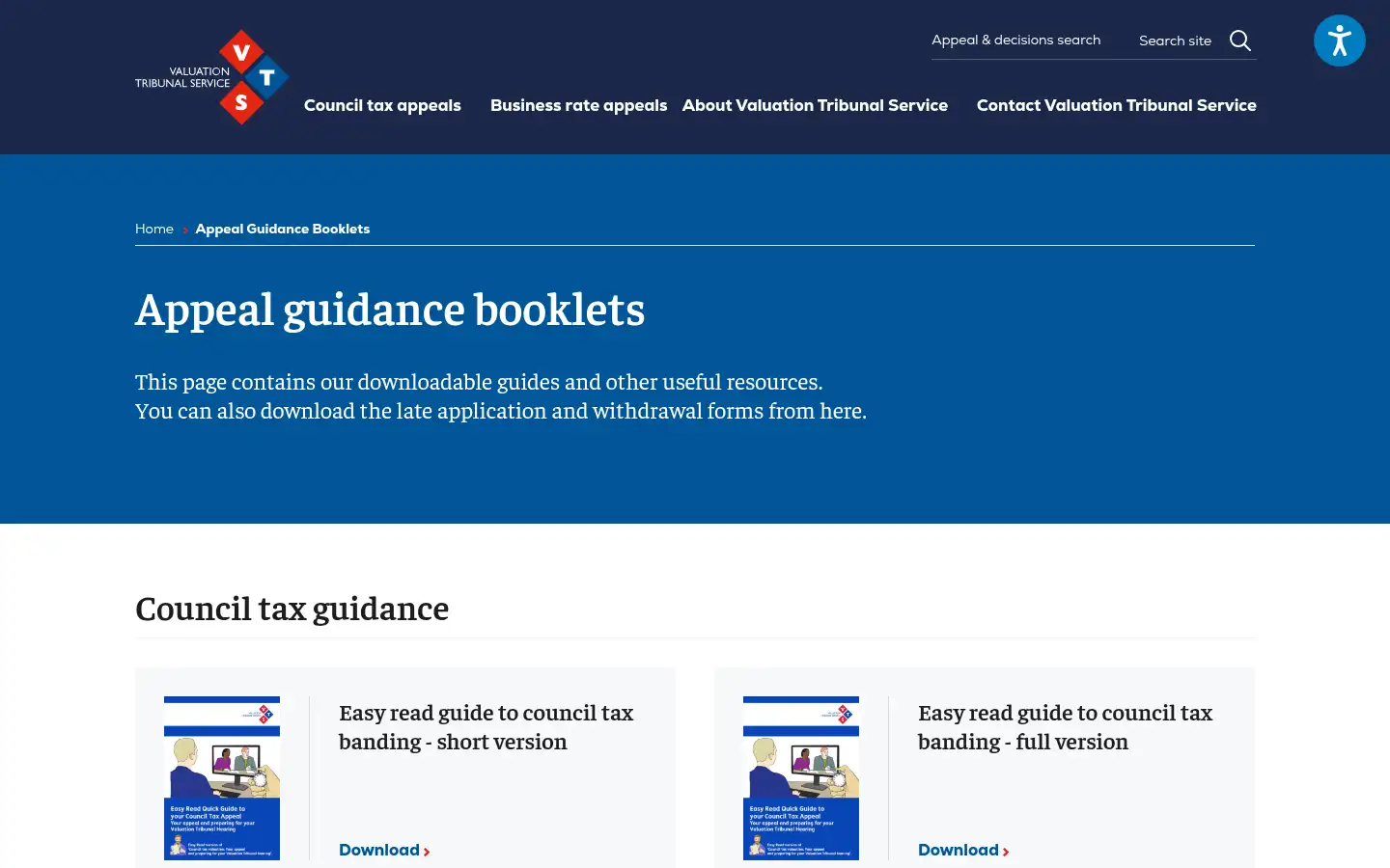 Screenshot of valuationtribunal.gov.uk