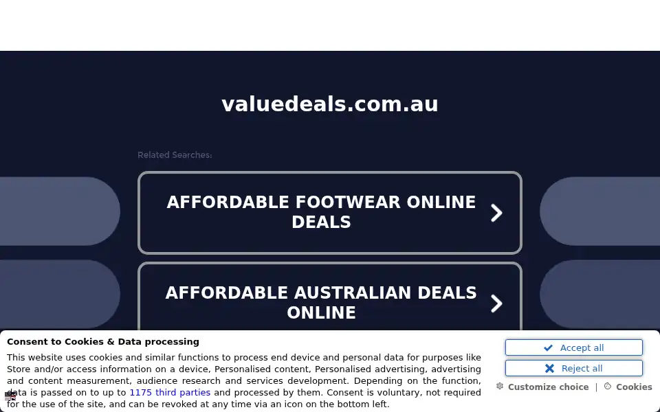Screenshot of valuedeals.com.au