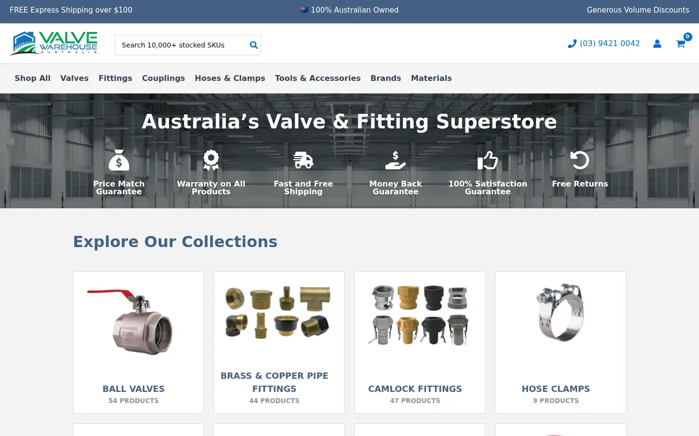 Screenshot of valvewarehouseaustralia.com.au