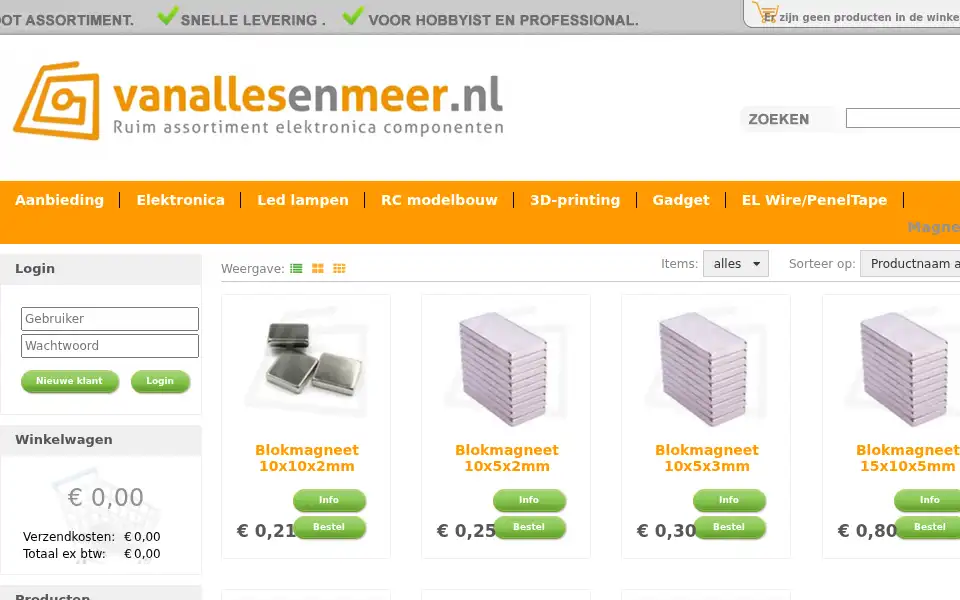 Screenshot of vanallesenmeer.nl