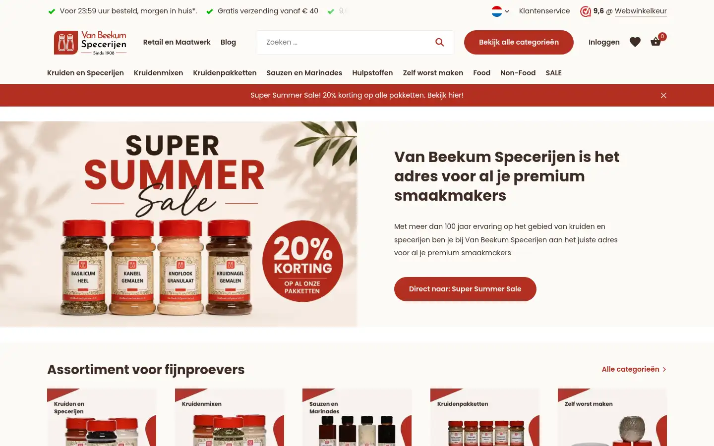 Screenshot of vanbeekumspecerijen.nl