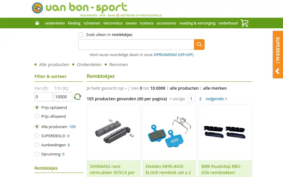 Screenshot of vanbon-sport.nl