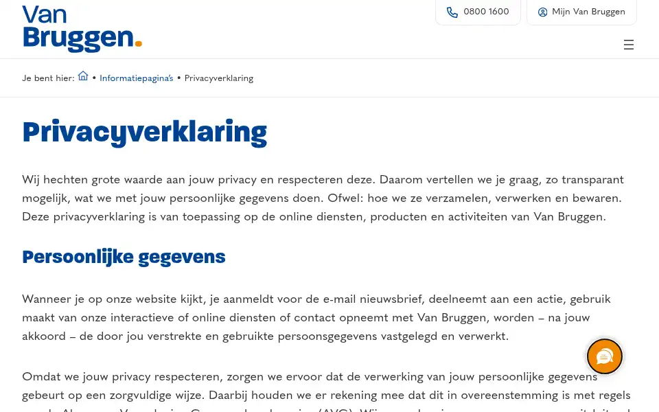 Screenshot of vanbruggen.nl