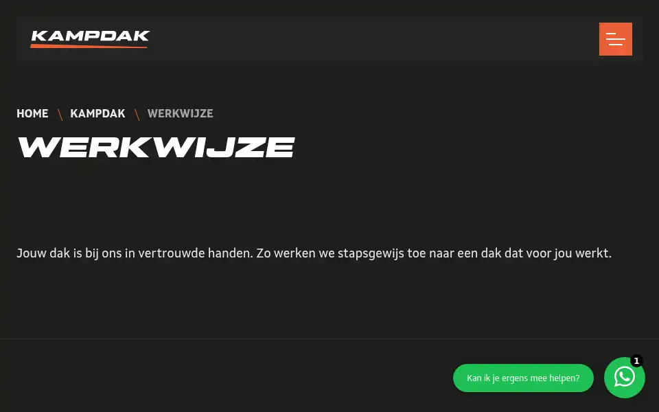 Screenshot of vandekampdakbedekkingen.nl