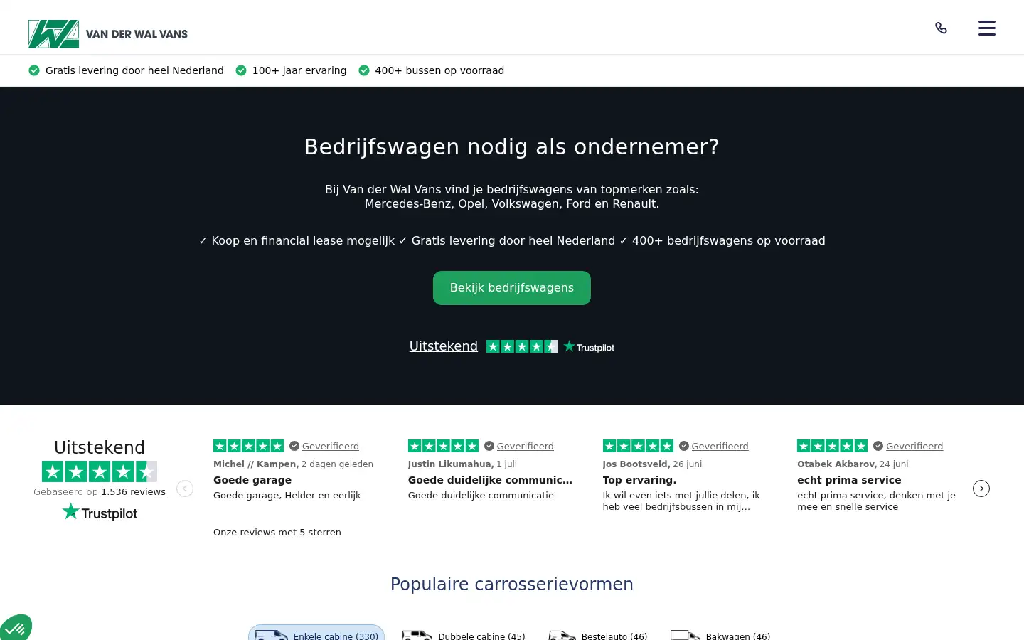 Screenshot of vanderwalvans.nl