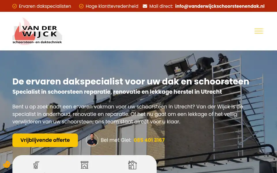 Screenshot of vanderwijckschoorsteenendak.nl