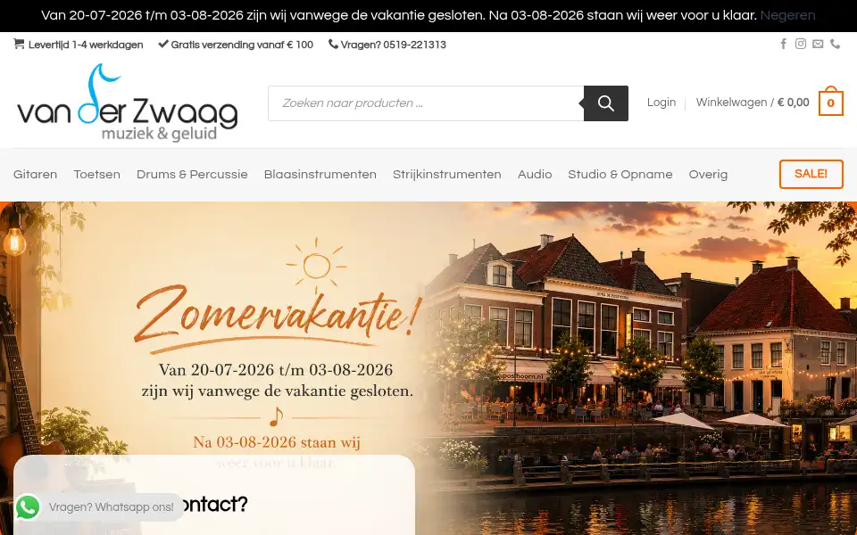 Screenshot of vanderzwaagmuziek.nl