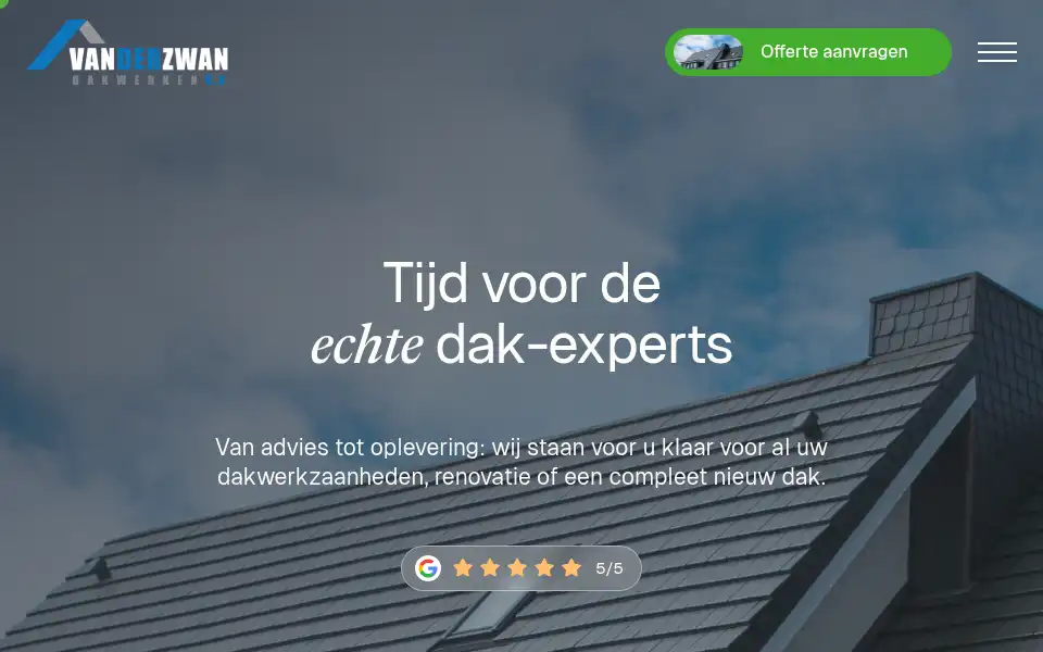 Screenshot of vanderzwandakwerken.nl