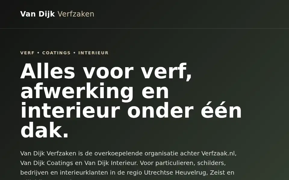 Screenshot of vandijkverfzaken.nl