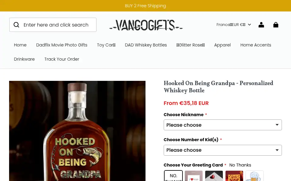 Screenshot of vangogifts.com
