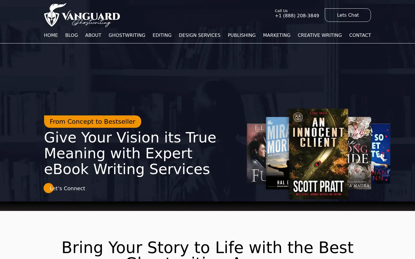 Screenshot of vanguardghostwriting.com