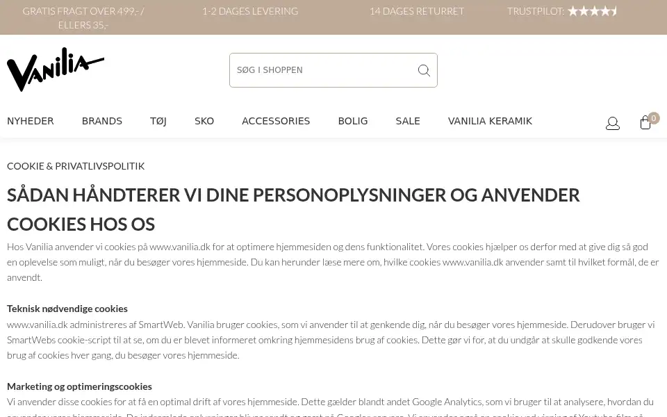 Screenshot of vanilia.dk