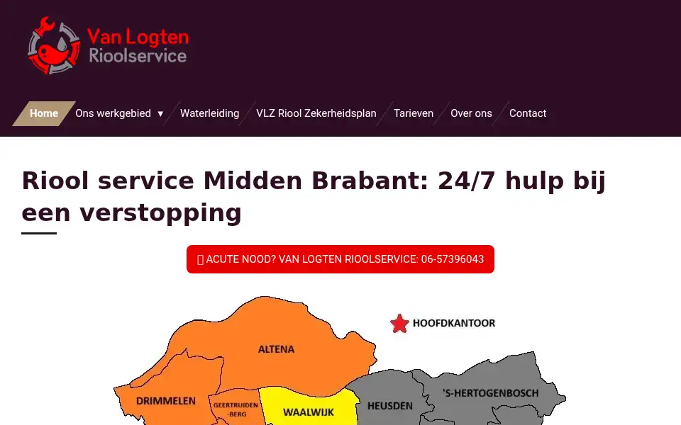 Screenshot of vanlogtenrioolservice.nl